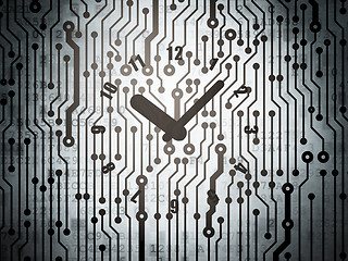 Image showing Time concept: circuit board with Clock