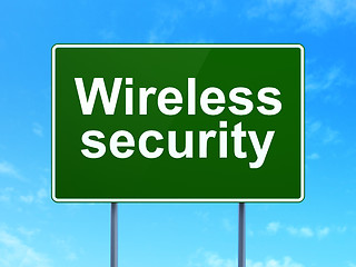 Image showing Wireless Security on road sign background