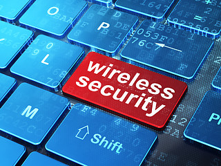 Image showing Safety concept: Wireless Security on computer keyboard background