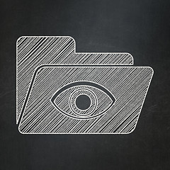 Image showing Business concept: Folder With Eye on chalkboard background