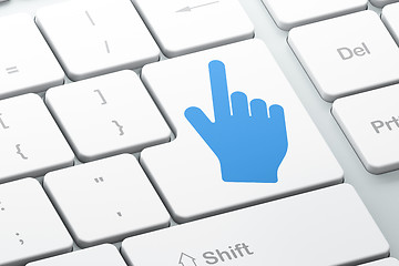 Image showing Advertising concept: Mouse Cursor on computer keyboard background