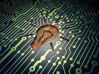 Image showing Finance concept: Light Bulb on circuit board background