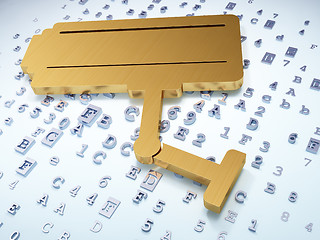 Image showing Protection concept: Golden Cctv Camera on digital background