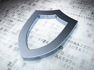 Image showing Privacy concept: Silver Contoured Shield on digital background