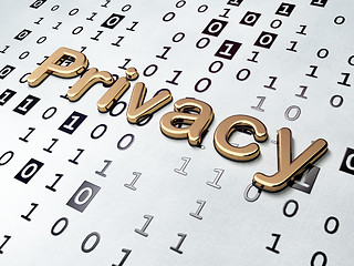 Image showing Protection concept: Golden Privacy on Binary Code background