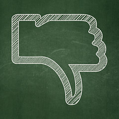 Image showing Social network concept: Thumb Down on chalkboard background