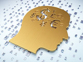 Image showing Education concept: Golden Head With Finance Symbol on digital background