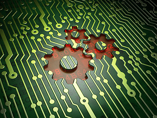 Image showing Web design concept: Gears on circuit board background