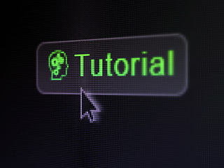 Image showing Education concept: Tutorial and Head With Gears on digital button background