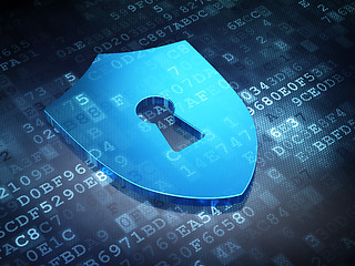 Image showing Protection concept: Blue Shield With Keyhole on digital background