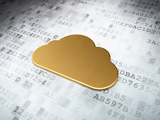 Image showing Cloud networking concept: Golden Cloud on digital background