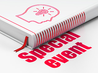 Image showing Finance concept: book Head With Lightbulb, Special Event on white