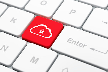 Image showing Technology concept: Cloud With Padlock on computer keyboard background