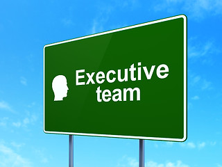 Image showing Business concept: Executive Team and Head on road sign background