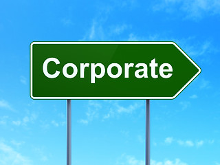 Image showing Finance concept: Corporate on road sign background