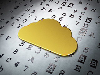 Image showing Cloud networking concept: Golden Cloud on Hexadecimal Code background