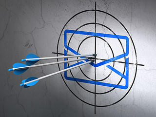 Image showing Business concept: arrows in Email target on wall background
