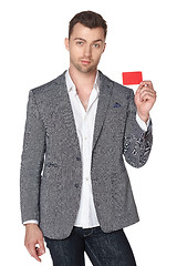 Image showing Business man showing blank businesscard