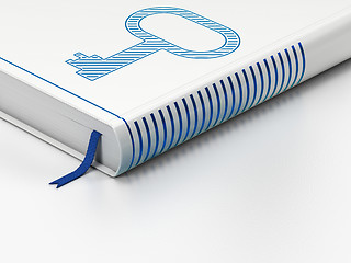 Image showing Safety concept: closed book, Key on white background