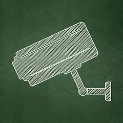 Image showing Privacy concept: Cctv Camera on chalkboard background