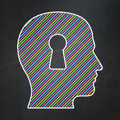 Image showing Business concept: Head With Keyhole on chalkboard background