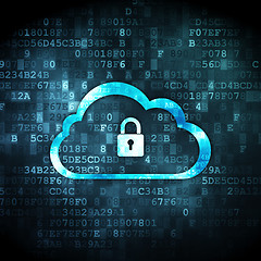 Image showing Networking concept: Cloud With Padlock on digital background