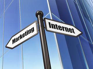 Image showing Sign Internet Marketing on Building background