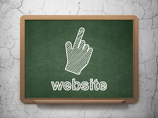 Image showing Web development concept: Mouse Cursor and Website on chalkboard background