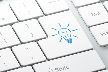 Image showing Business concept: Light Bulb on computer keyboard background