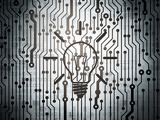 Image showing Finance concept: circuit board with Light Bulb