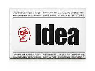 Image showing Advertising concept: newspaper with Idea and Head Gears