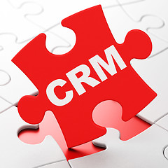 Image showing Business concept: CRM on puzzle background