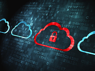 Image showing Computing concept: Cloud With Padlock on digital background