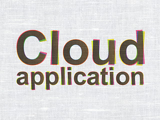 Image showing Cloud Application on fabric texture background