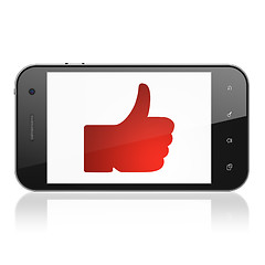 Image showing Social media concept: Thumb Up on smartphone