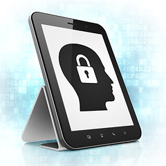 Image showing Business concept: Head With Padlock on tablet pc computer