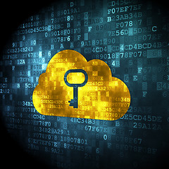 Image showing Networking concept: Cloud With Key on digital background