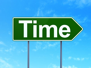 Image showing Timeline concept: Time on road sign background