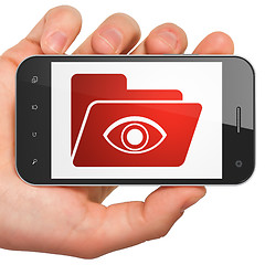 Image showing Business concept: Folder With Eye on smartphone