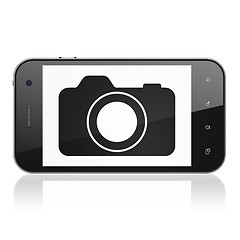 Image showing Travel concept: Photo Camera on smartphone