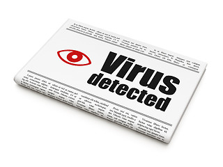 Image showing Security concept: newspaper with Virus Detected and Eye