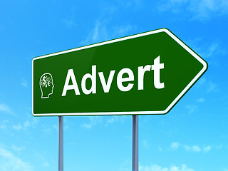 Image showing Advertising concept: Advert and Head With Finance Symbol