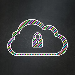 Image showing Computing concept: Cloud With Padlock on chalkboard background