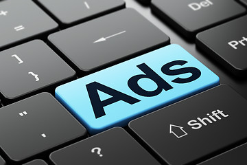 Image showing Marketing concept: Ads on computer keyboard background