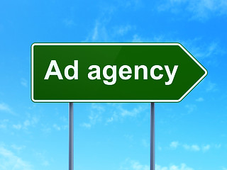 Image showing Advertising concept: Ad Agency on road sign background