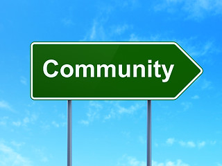 Image showing Social media concept: Community on road sign background