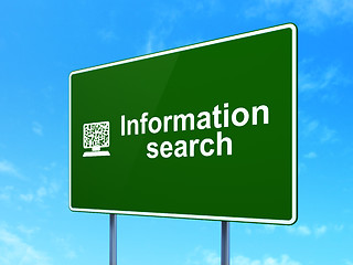 Image showing Data concept: Information Search and Computer Pc on road sign