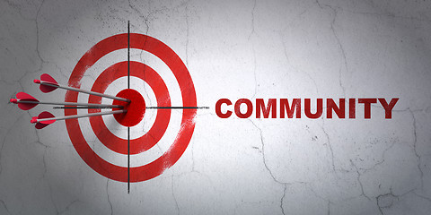 Image showing Social media concept: target and Community on wall background