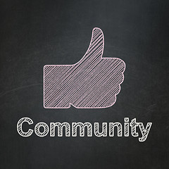 Image showing Social network concept: Thumb Up and Community on chalkboard background