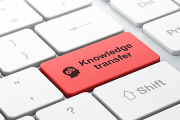 Image showing Education concept: Head With Gears and Knowledge Transfer on keyboard